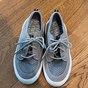 Boys Sperry Gray Mesh & Suede Lace-Up Sneakers